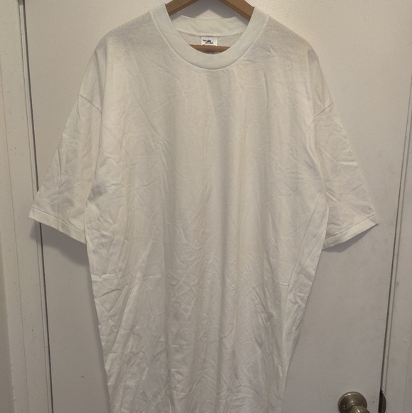 Vintage Blank T Shirt 2XL Tall 2XLT Long Gangster JCPenny White Single Stitch Ch - Picture 1 of 10